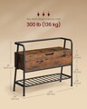 Bancheta cu spatiu de depozitare si pantofar, Vasagle, Industrial Style, max 136 kg, 80x30x63.5 cm, PAL/otel, maro