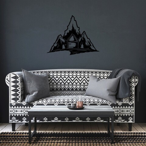 Decoratiune de perete, everest, metal, dimensiune: 70 x 52 cm, negru