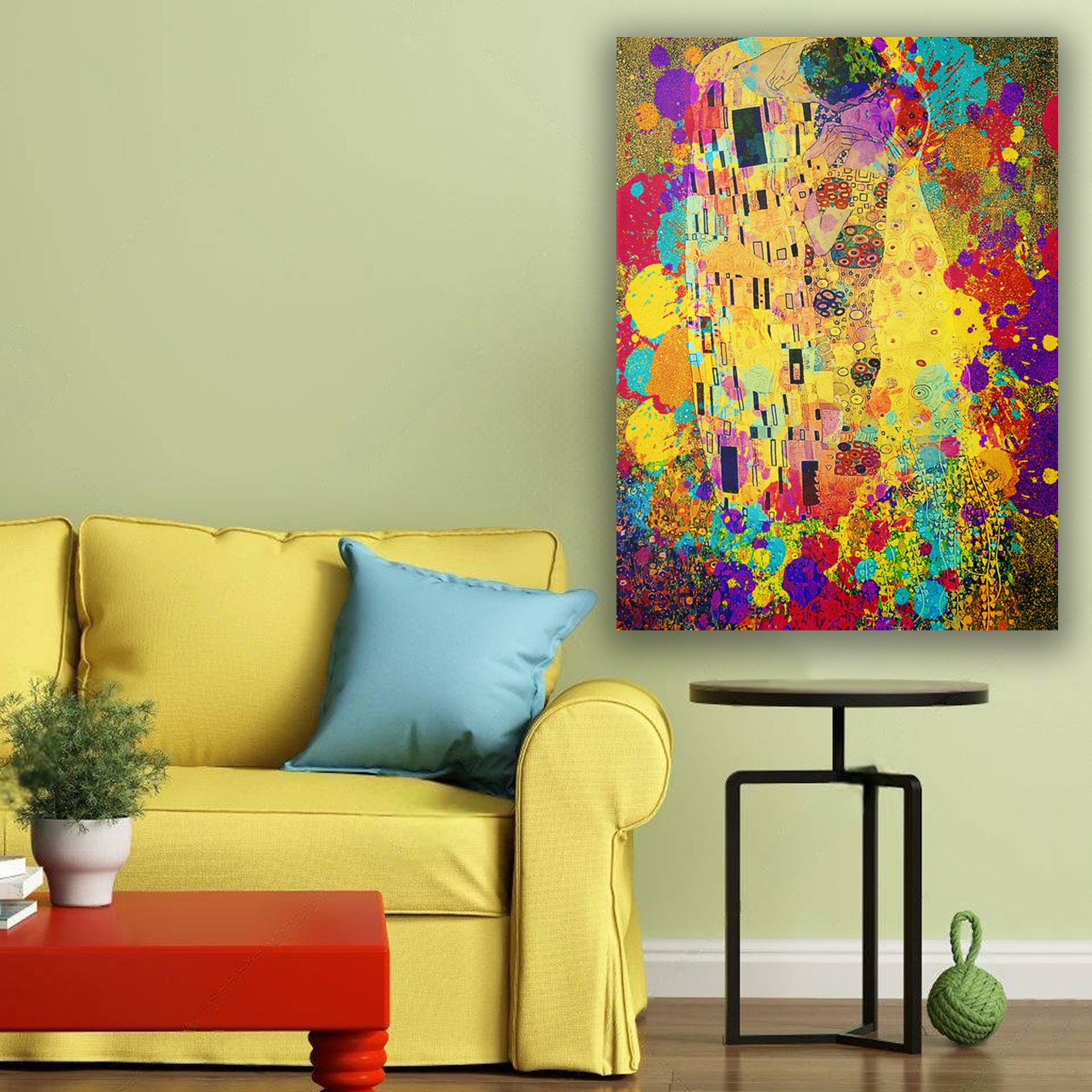Tablou decorativ, KNV9948, Canvas, Rama din lemn (grosime 3 cm), Multicolor
