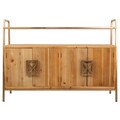 Bufet inferior Creaciones Meng, 119.5x34.5x86 cm, lemn de brad/fier, natural/auriu
