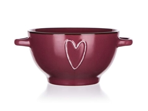 Bol, Heart, Banquet, ceramica, 600 ml, bordo