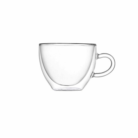 Set 2 cesti cu perete dublu cappuccino, brandani, 10.5x8 cm, sticla