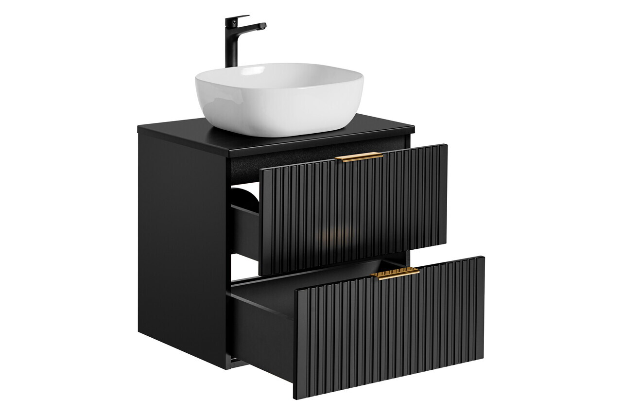 Set mobilier baie, dulap cu lavoar, 60 cm Smile, Adel Black, Comad, MDF/PAL laminat, negru mat — imaginea 4