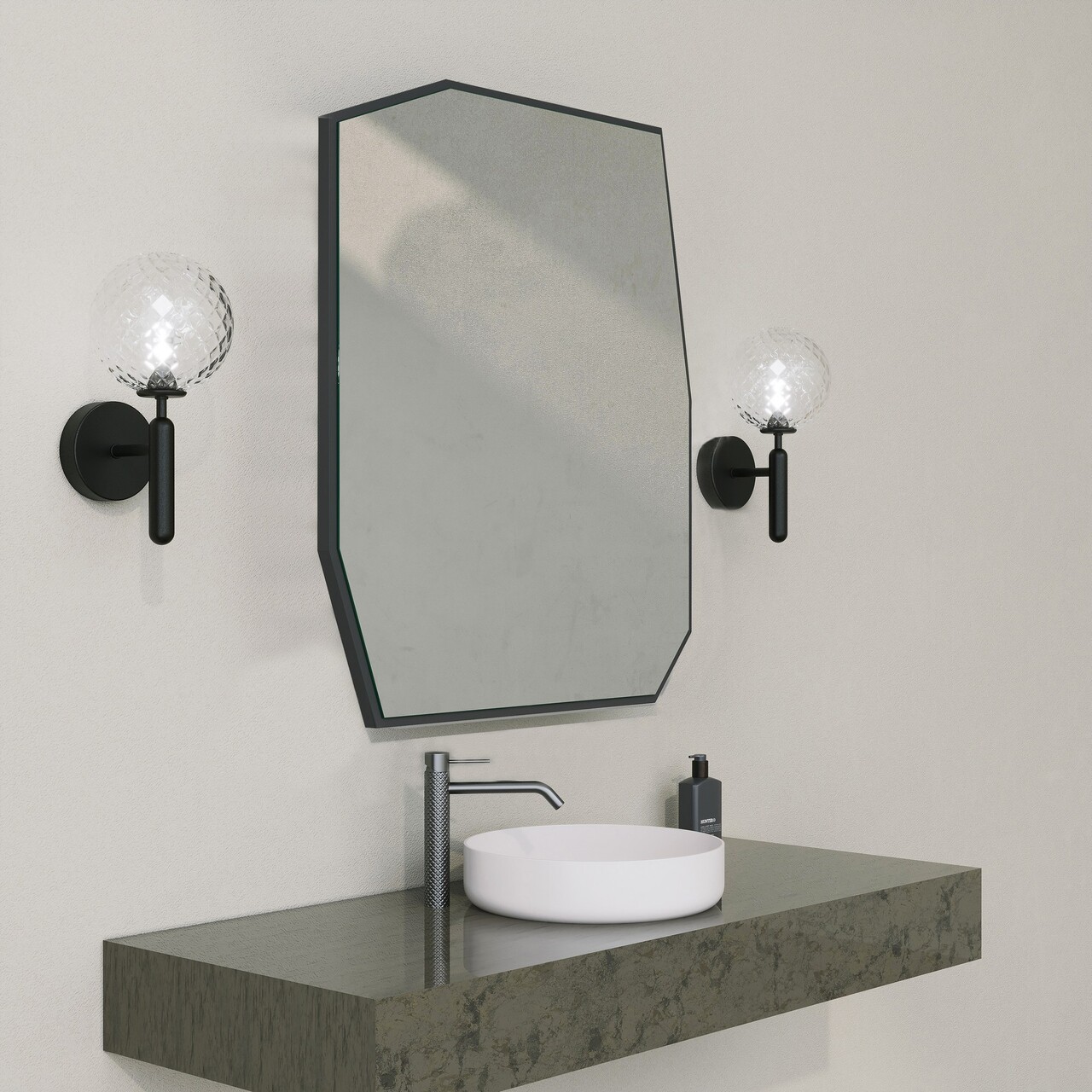 Oglinda decorativa, Neostill, Quartz Mirror, 70x60x2 cm, MDF , Negru - 1 | YEO