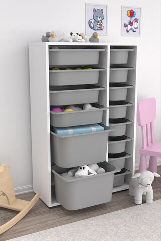 Dulap multifunctional, Estella, Rine 2D4K8U, Alb/Gri
