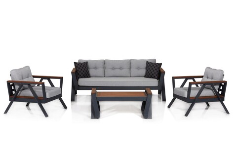 Set mobilier de gradina, Clara, Atlas 3-1-1-S, Antracit / Gri Clara