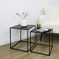 Set 2 masute de cafea Alrik, Bizzotto, 34x34x37 cm/38x38x41 cm, otel, negru