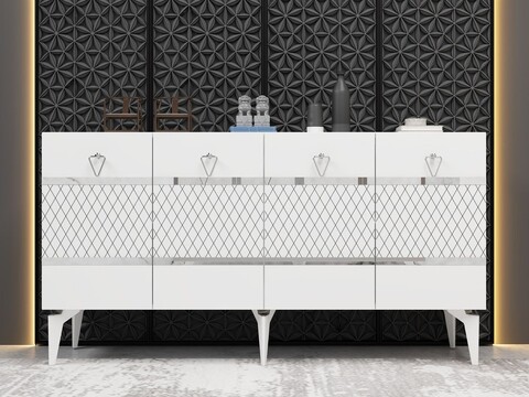 Consola, Hanah Home, Pelin, 150x79x40 cm, PAL , Alb / Argintiu