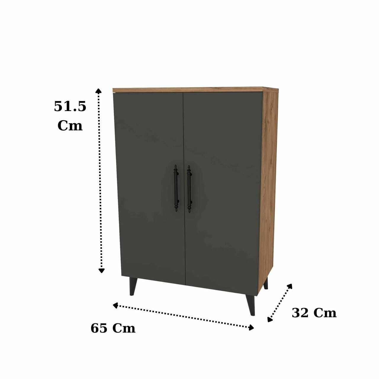 Dulap multifunctional, Hanah Home, 3 Raf 2 Kapak, 65x94.5x32 cm, Antracit / Pin Atlantic — imaginea 5
