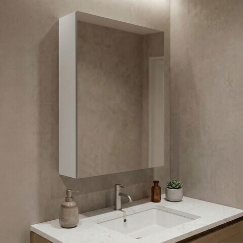 Dulap de baie cu oglindă, Hanah Home, Purus 55, Alb