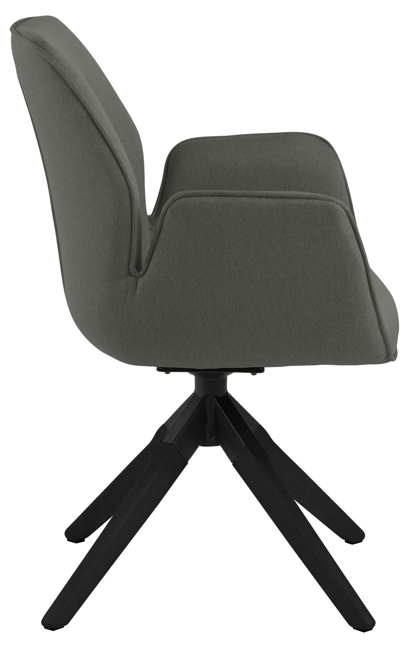 Scaun Aura, Actona, 60.5x58.5x91 cm, rotativ, poliester/lemn de cauciuc, gri inchis/negru - view 7