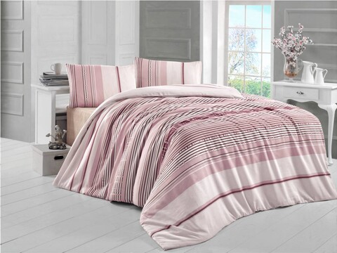 Lenjerie de pat dubla king size, victoria, rengin 121vct62368, 3 piese, amestec bumbac, multicolor