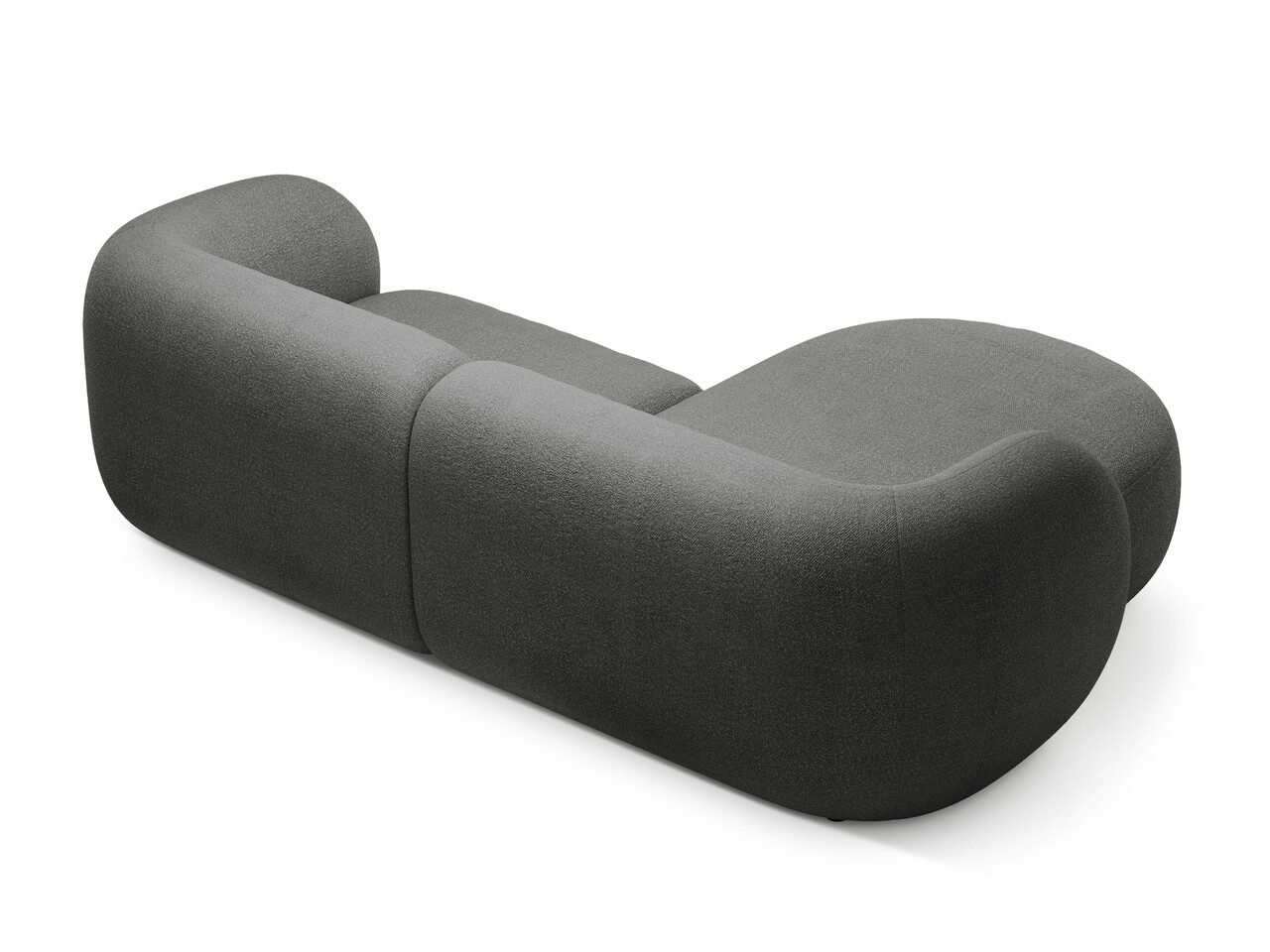Coltar stanga 2 locuri, Kate, Micadoni, 255x176x76 cm, tesatura boucle, gri inchis - 2 | YEO