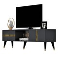 Comoda TV, Olivia, Vania, 150x29.6x50 cm, PAL , Antracit / Aur