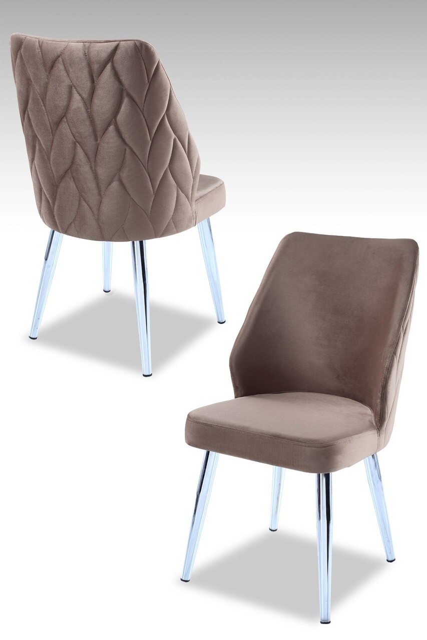 Set scaune 2 piese, Beckley, Pufi, Cappuccino / Chrome