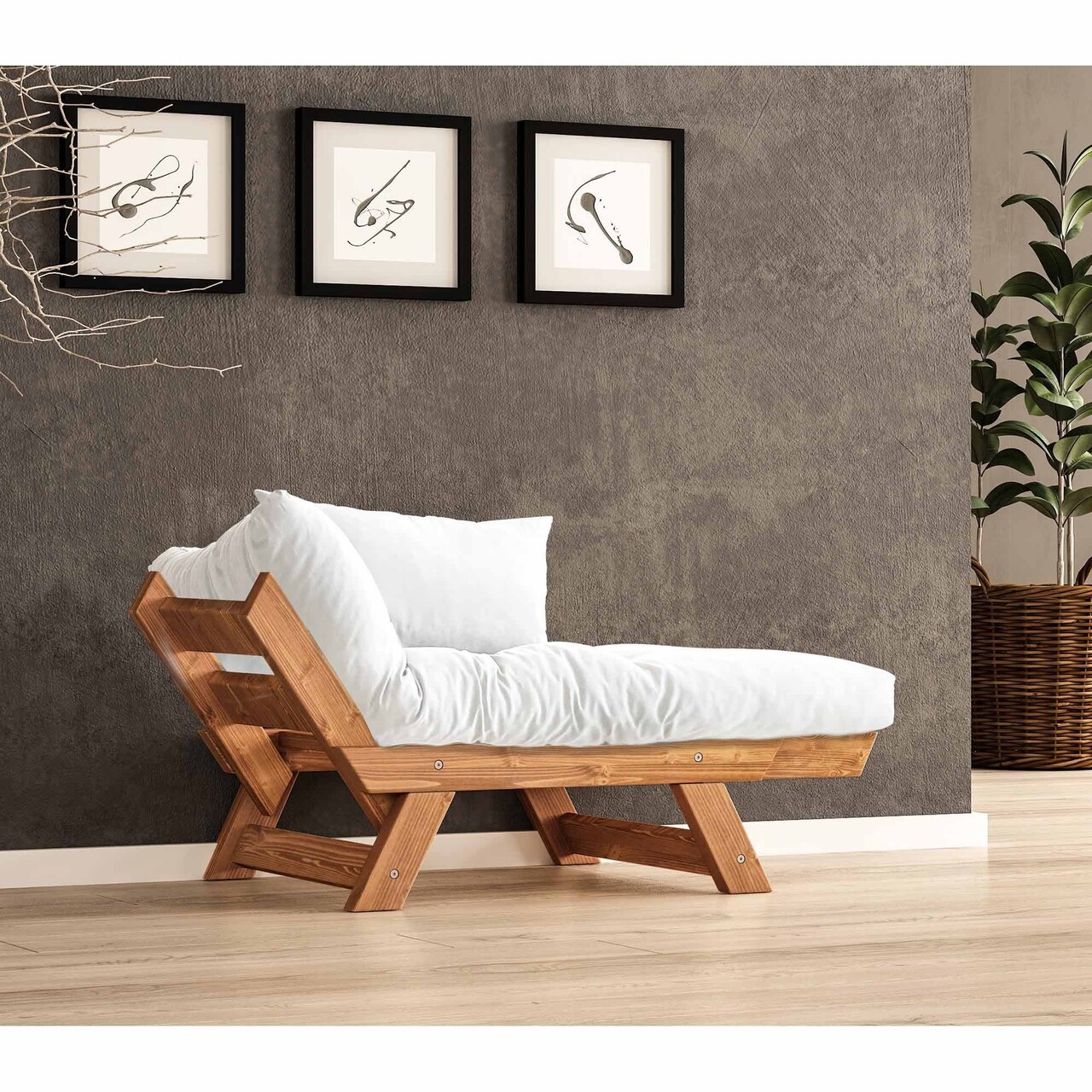 Fotoliu de gradina, Hanah Home, CPT8151-140, Teak / Alb - view 2