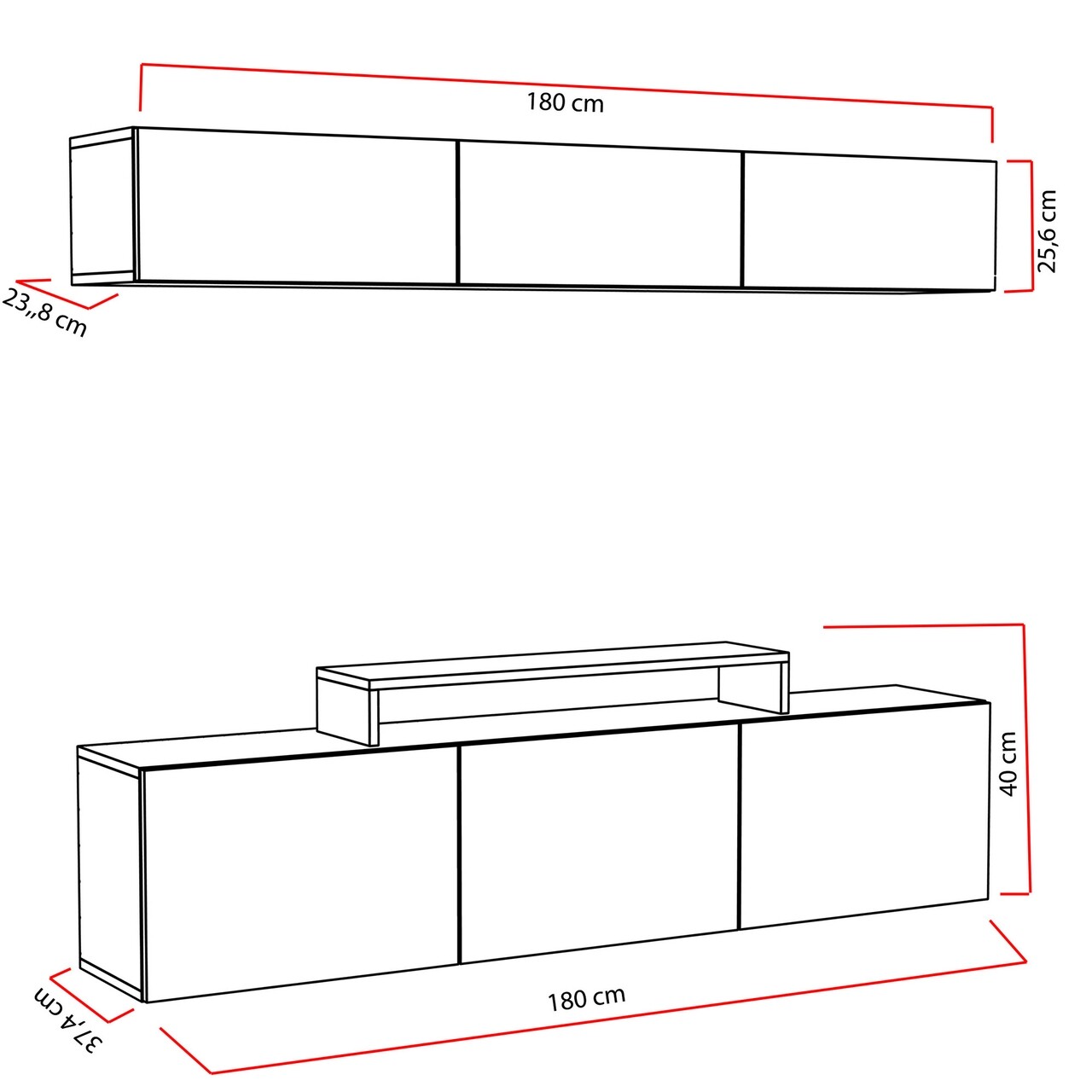 Comoda TV Cu Raft Line, Decorotika, 180x37.4x40 Cm, Alb