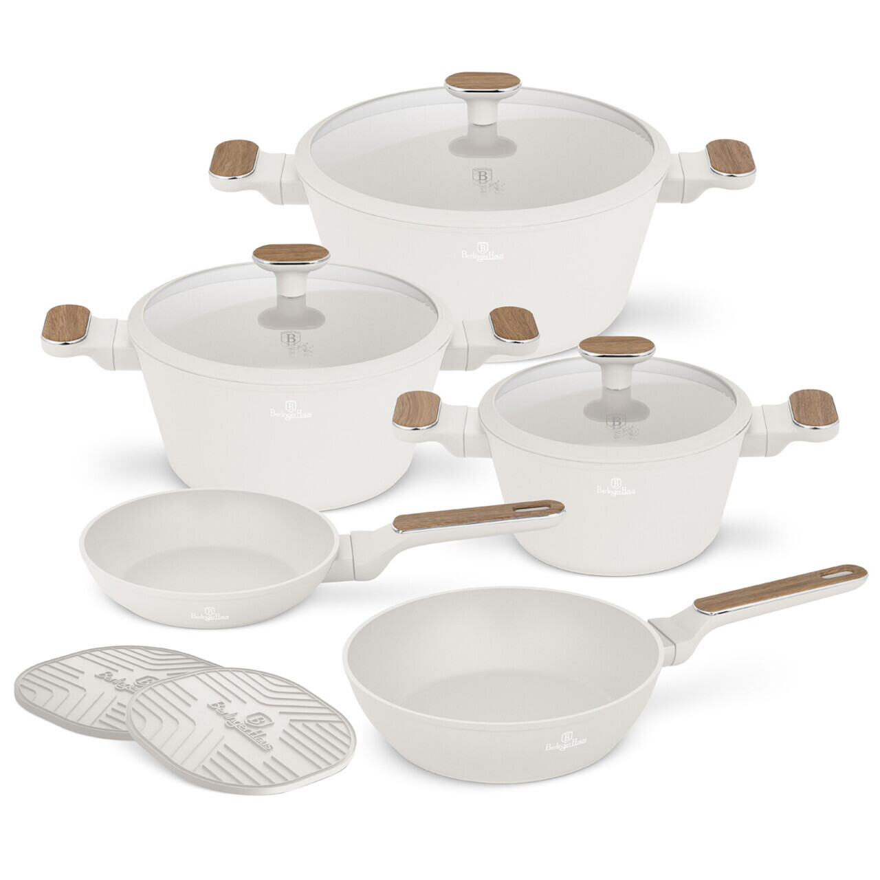 Set pentru gatit Berlinger Haus, Sahara Nordic, 10 piese, aluminiu forjat, crem mat/natur - imagine 2
