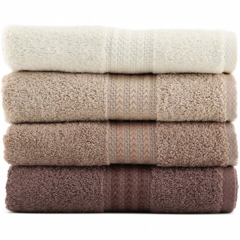 Set 4 prosoape de maini Brown Delight, Hobby, 50 x 90 cm, 100% bumbac, maro Hobby