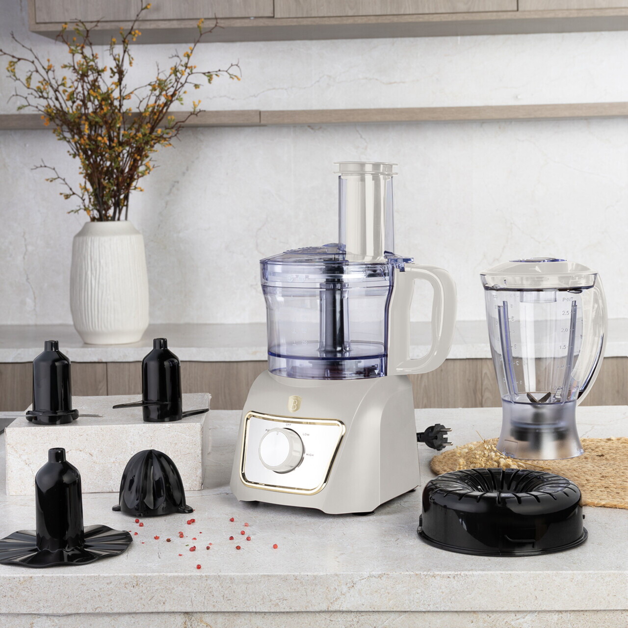 Set blender 8 in 1 Berlinger Haus, Sahara, 500W, inox/plastic, crem/transparent - imagine 8