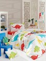 Lenjerie de pat pentru o persoana, Dinazorus - White, Eponj Home, 65% bumbac/35% poliester