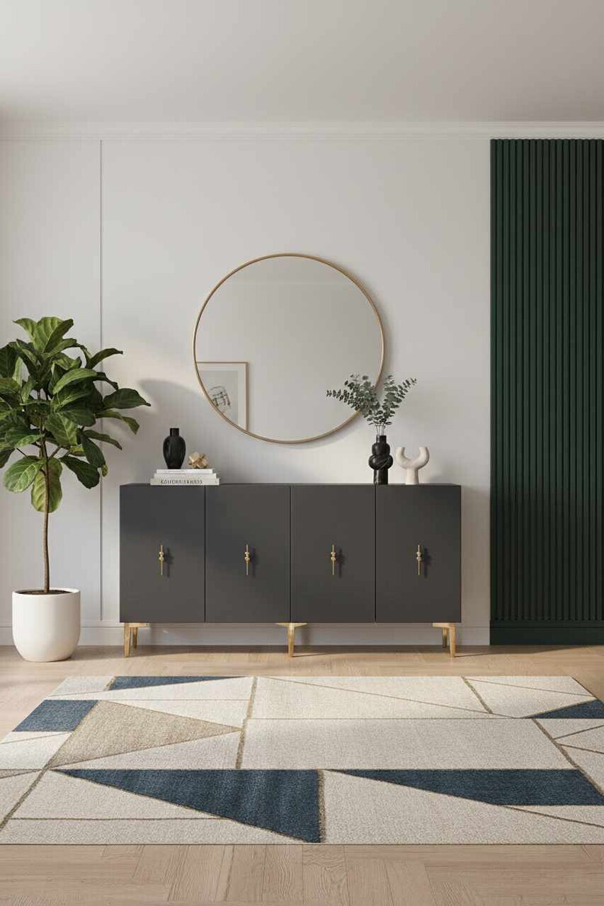 Consola, Hanah Home, Ayshe 150, 150x75x32 cm, Antracit / Aur — imaginea 4