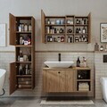 Set Dulap de Baie cu Chiuvetă și Oglindă (3 Piese), Hanah Home, 2487, MDF, Maro