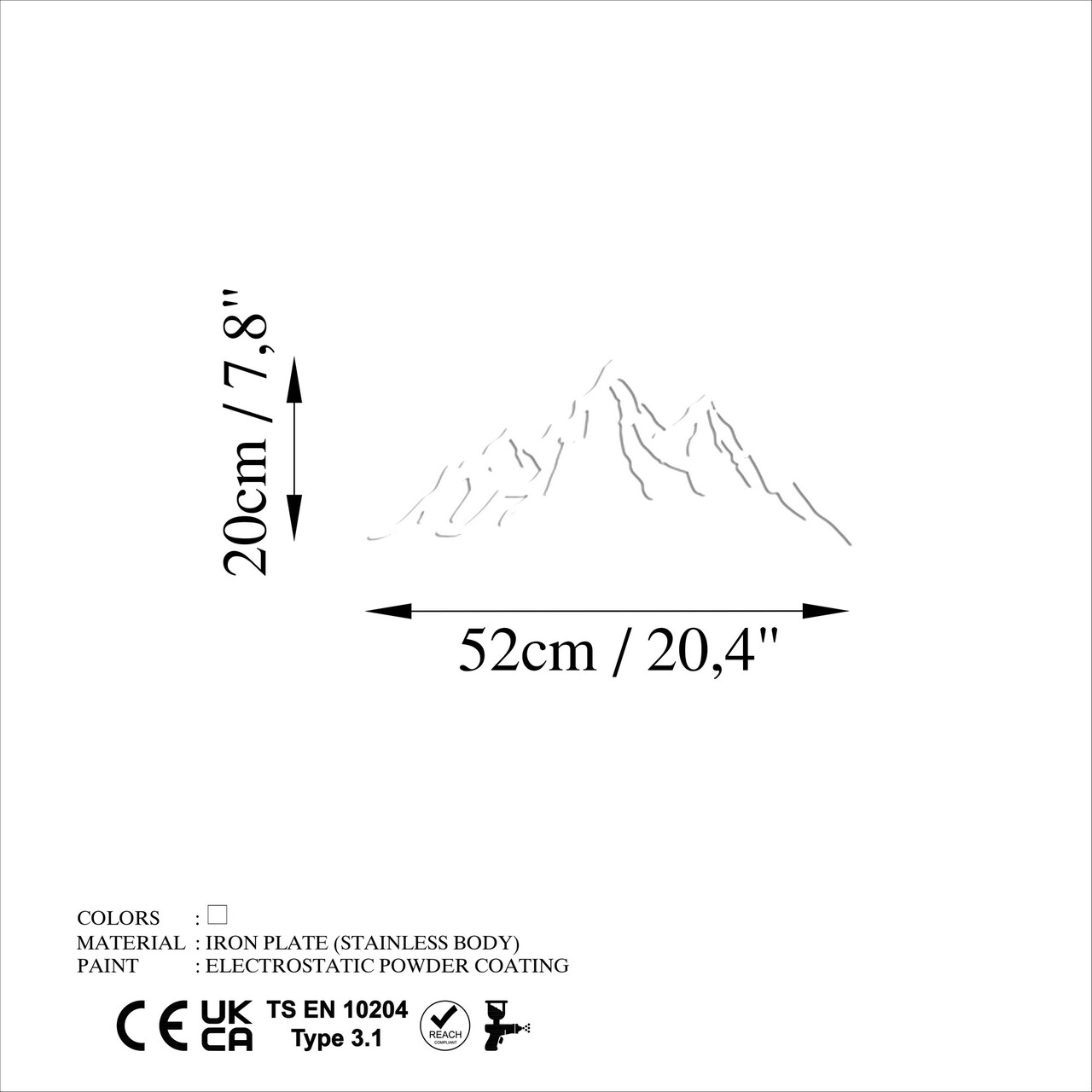 Decoratiune de perete, Mountain, Dimensiune: 52 x 20 cm, Alb - view 6