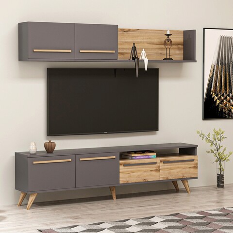 Comoda tv, coraline, mono, 180x45.8x29.5 cm, nuc / antracit
