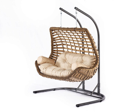 Balansoar de gradina 2 locuri, divona, junda , 173x214x120 cm, maro / crem