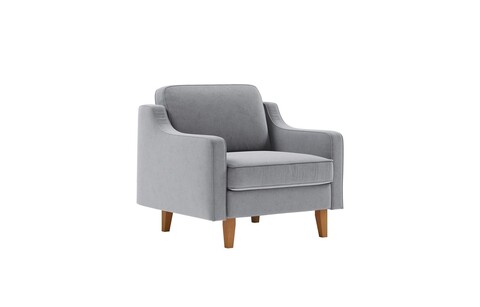 Fotoliu, Atelier del Sofa, 918CMF1109, Cadru: 100% OȚEL, Gri ceață / Nuc