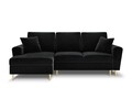 Coltar extensibil stanga 4 locuri, Moghan, Micadoni Home, GL, 241x145x88 cm, catifea, negru