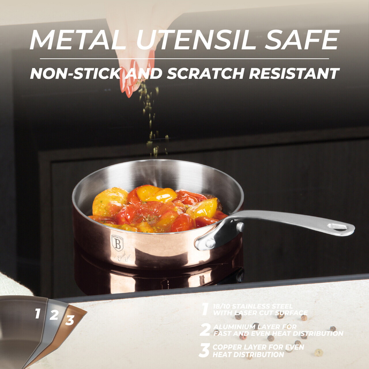 Tigaie Berlinger Haus, Copper Touch, 12 cm, inox, cupru - imagine 4