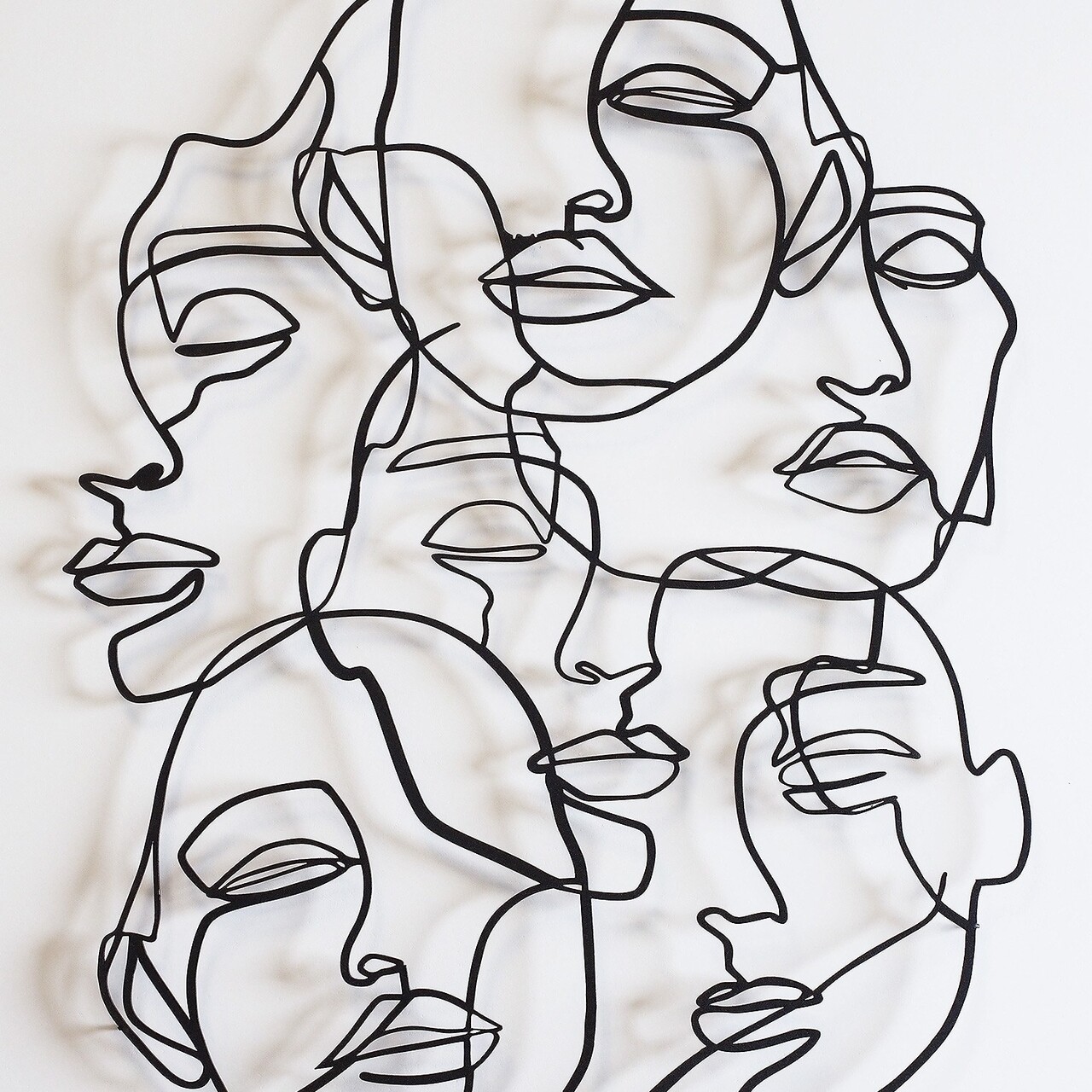 Decoratiune de perete, Faces Line Art- APT743 S, Dimensiune: 44 x 60 cm, Negru - view 2