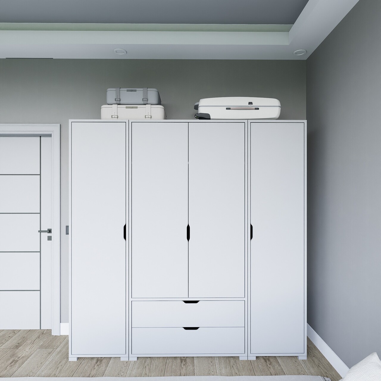 Dulap pentru haine, Miwood, Duru 1600-023, Alb mat