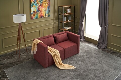 Canapea fixa moduler ikili koltuk, balcab home, 2 locuri, 80x60x72 cm, lemn, rosu