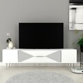Comoda TV, Olivia, Dekol1, Alb / Argintiu