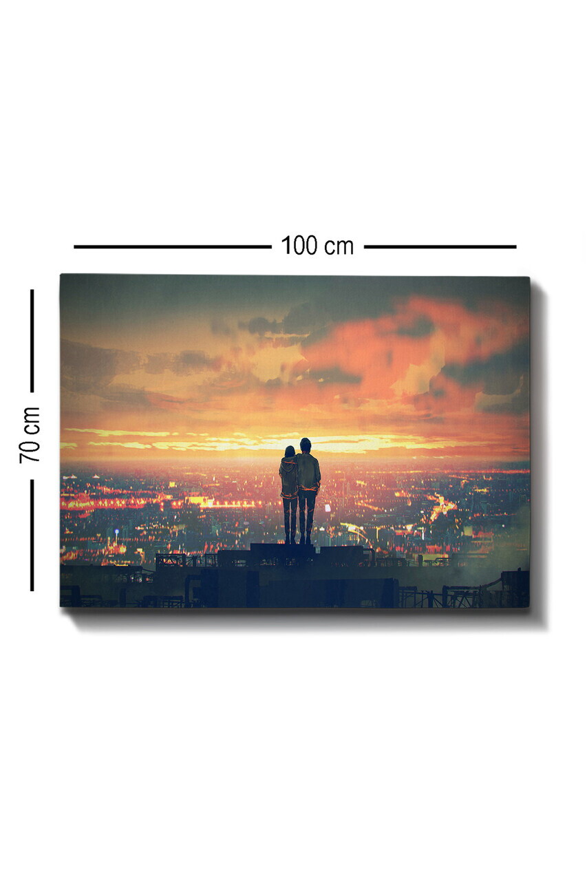 Tablou decorativ, Kanvas Tablo (70 x 100), Canvas, Rama din lemn (grosime 3 cm), Multicolor — imaginea 3
