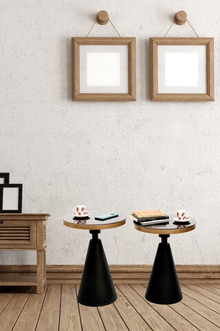 Set masute 2 piese, nassre, 1000-2, aur/negru