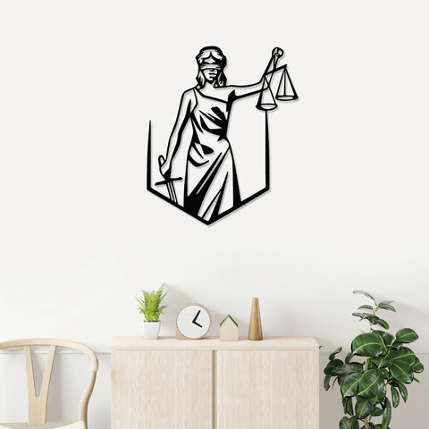 Decoratiune de perete, justice, metal, dimensiune: 65 x 75 cm, negru