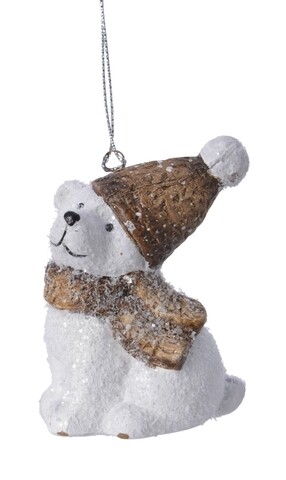 Glob Polar bear, Decoris, 6.2x5x9 cm, teracota, alb/maro