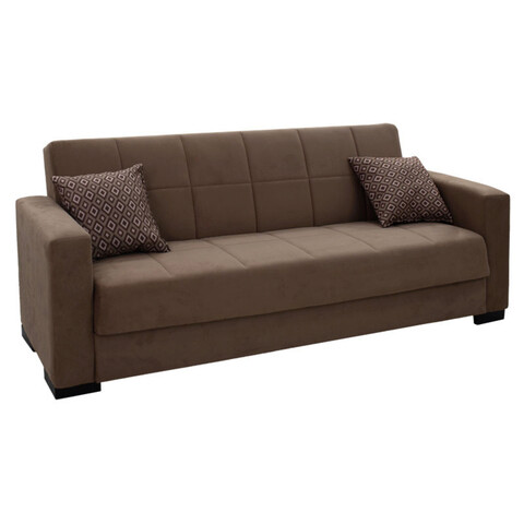 Canapea extensibila 3 locuri Vox, Pakoworld, 212x77x80 cm, catifea/lemn de plop, maro