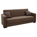 Canapea extensibila 3 locuri Vox, Pakoworld, 212x77x80 cm, catifea/lemn de plop, maro