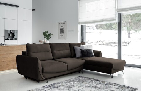 Coltar extensibil dreapta 3 locuri ELTAP, RT-22NU, Silva, 276x201x100 cm, lemn/poliester, maro inchis