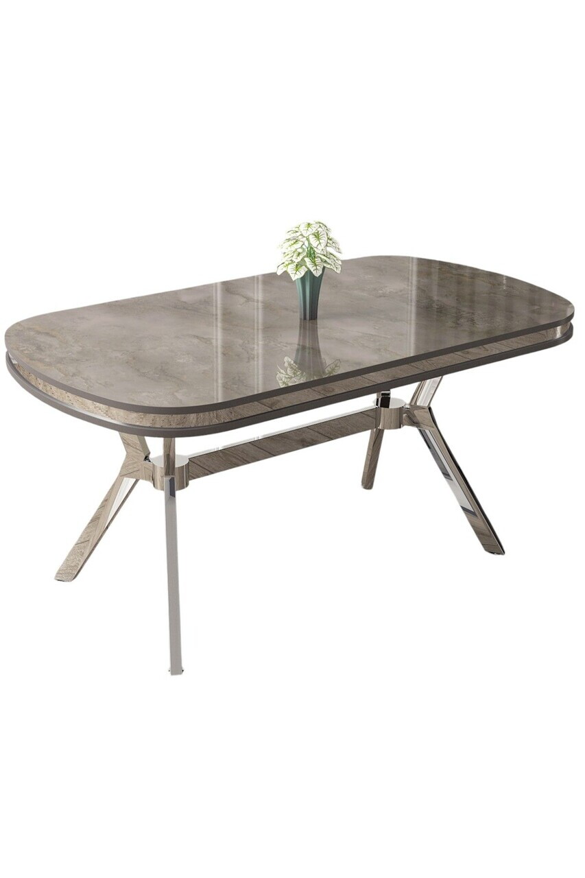 Masa, Hanah Home, Jita, 168x76x90 cm, Antracit / Crom — imaginea 2