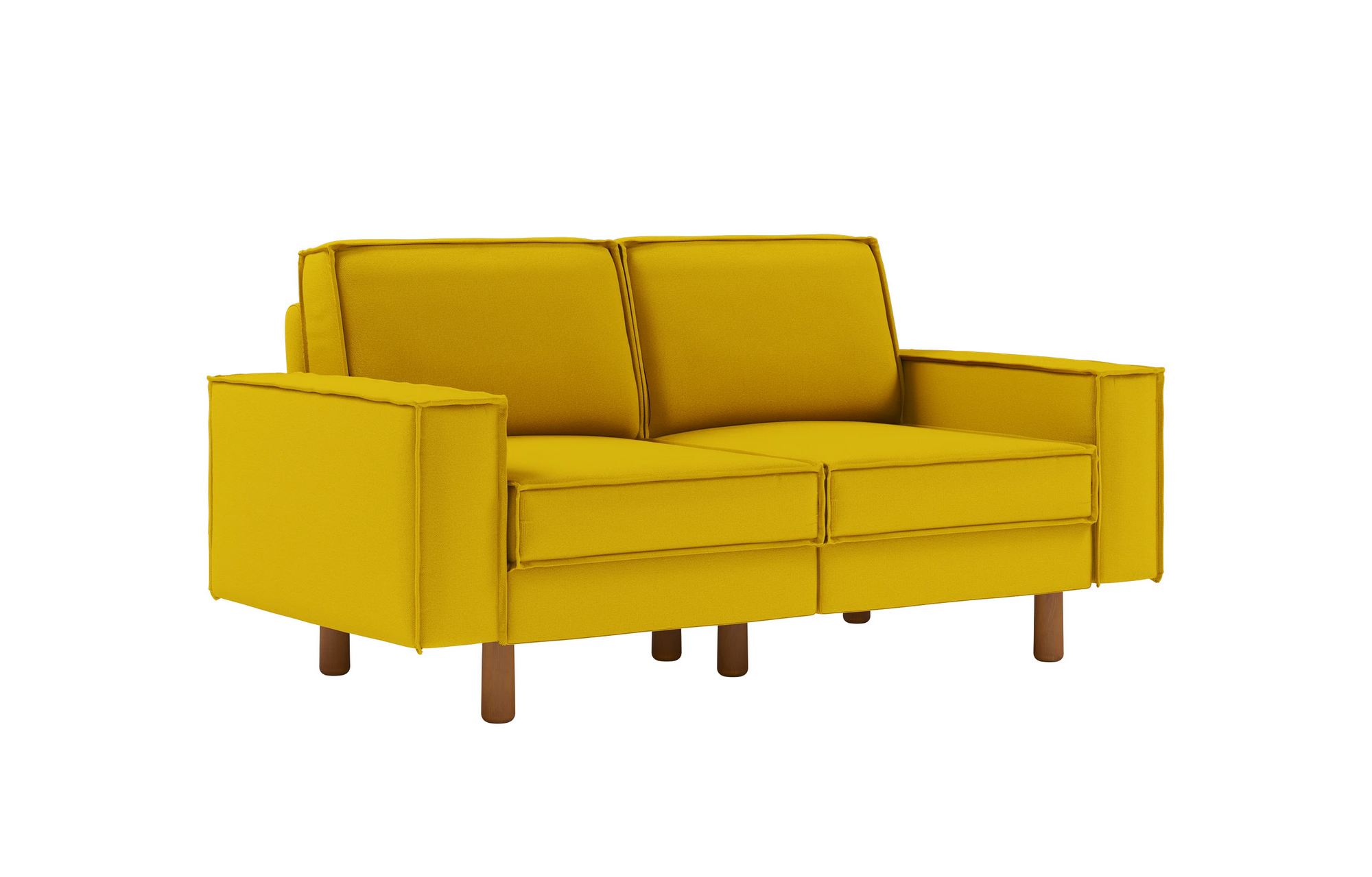 Canapea 2 locuri, Atelier del Sofa, 918CMF1227, Cadru: 100% OȚEL, Floarea-soarelui / Nuc