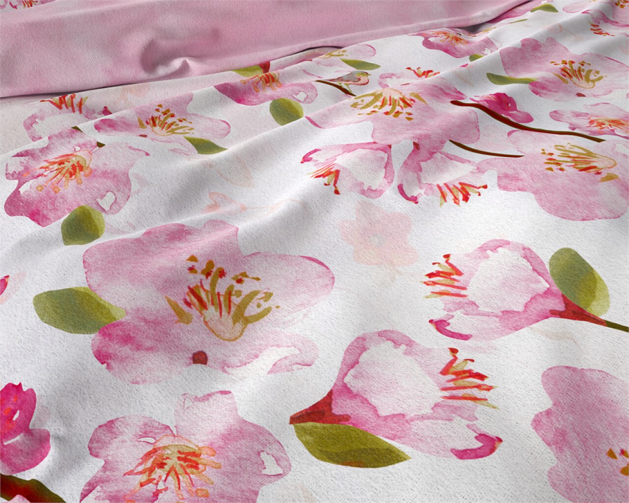 Lenjerie De Pat Dubla Sweet Flowers Pink, Royal Textile, 3 Piese, 200 X 220 Cm, 100% Bumbac Flanel, Alb/roz