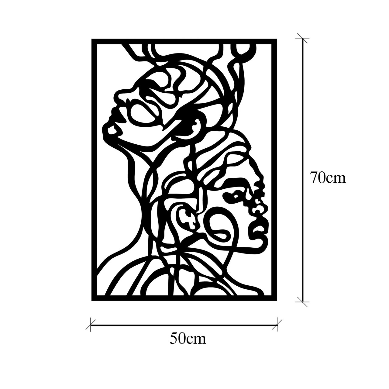 Decoratiune de perete, Inner, Metal, Dimensiune: 60 x 85 cm, Negru