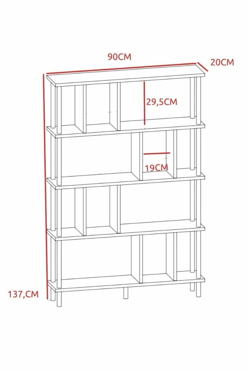 Corp biblioteca, Hanah Home, Peka-0045, 90x137x20 cm, PAL, Pin — imaginea 4