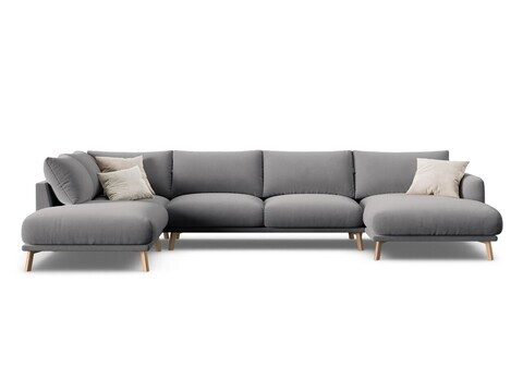 Coltar panoramic stanga 6 locuri, Naomi, Micadoni Home, 365x235x75 cm, catifea, gri